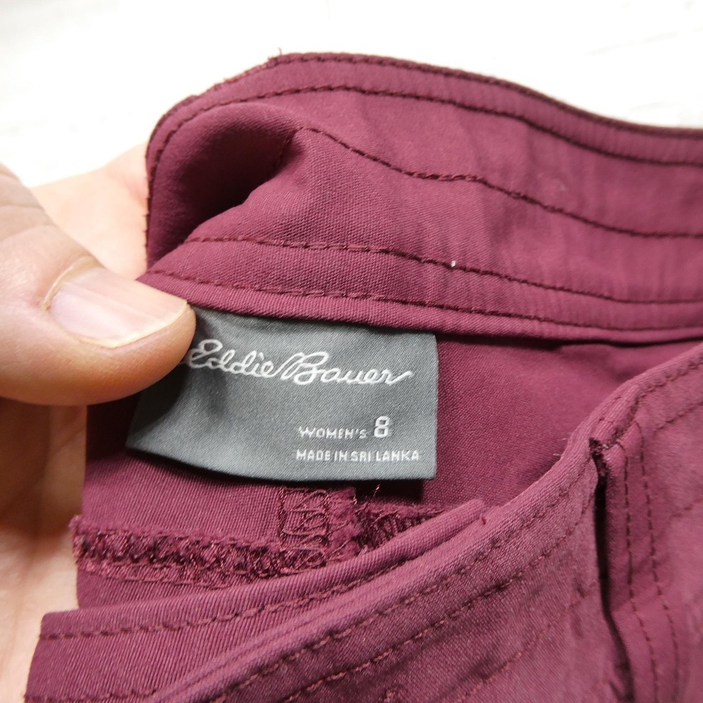 Eddie Bauer Shorts Womens 8 Lot Of 2 Black Burgundy‎ Bermuda Hiking Cuffed - Picture 4 of 13
